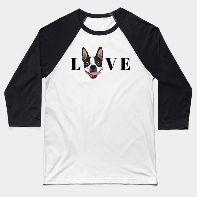 Boston Terrier LOVE, Cartoon Boston Terrier, Cute Baseball T-Shirt by sockdogs